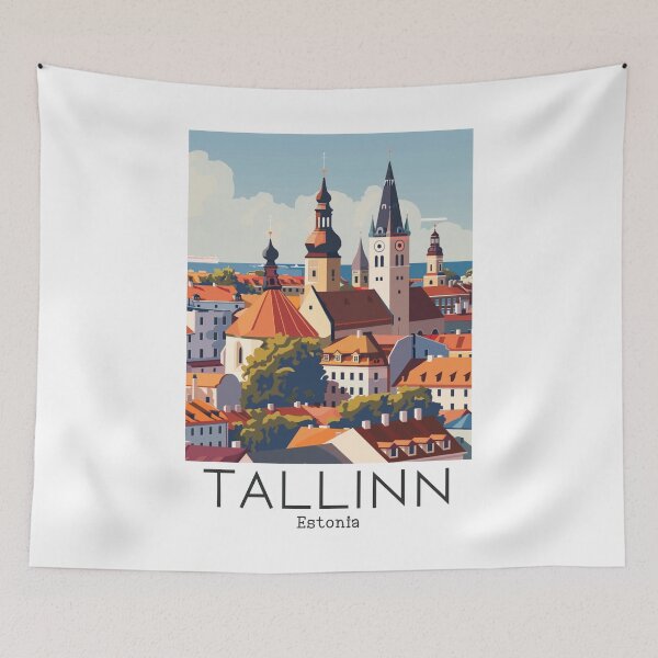 Item preview, A Vintage Travel Illustration of Tallinn - Estonia  designed and sold by GoodOldVintage.