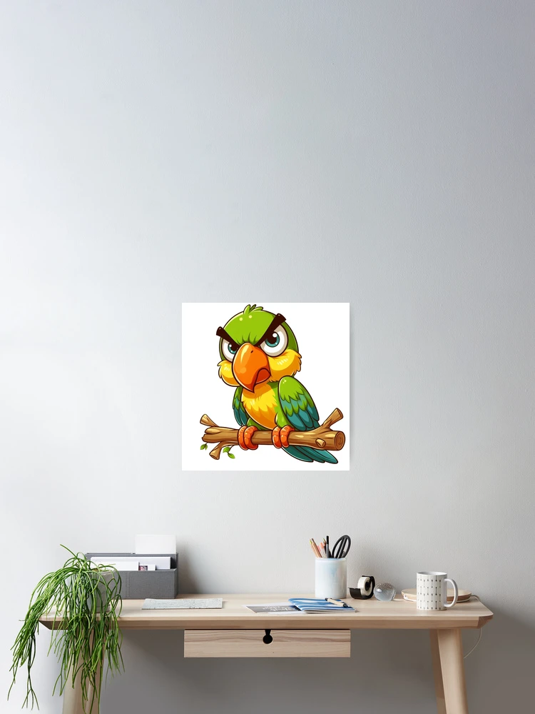 Thumbnail 2 of 3, Poster, Angry Parrot - Cartoon designed and sold by PrintspireArts.