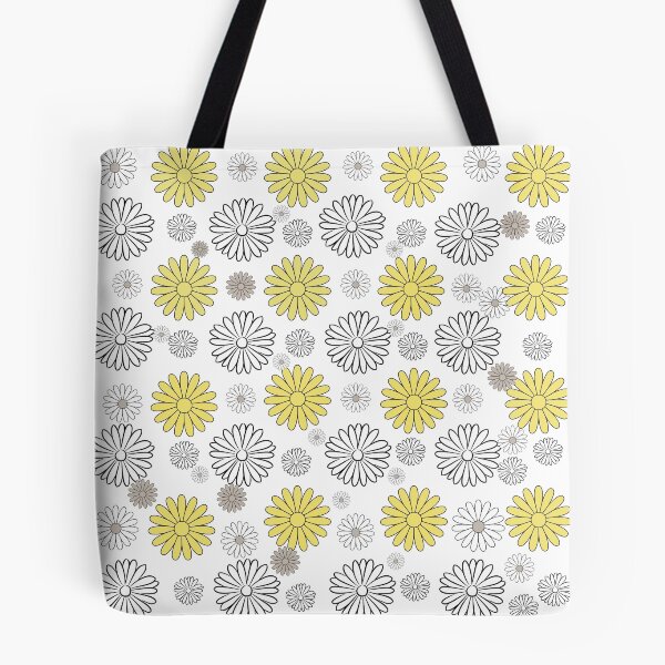 Aperçu de l'œuvre  Conception numérique florale jaune et blanche créée et vendue par FunPrintCraft.