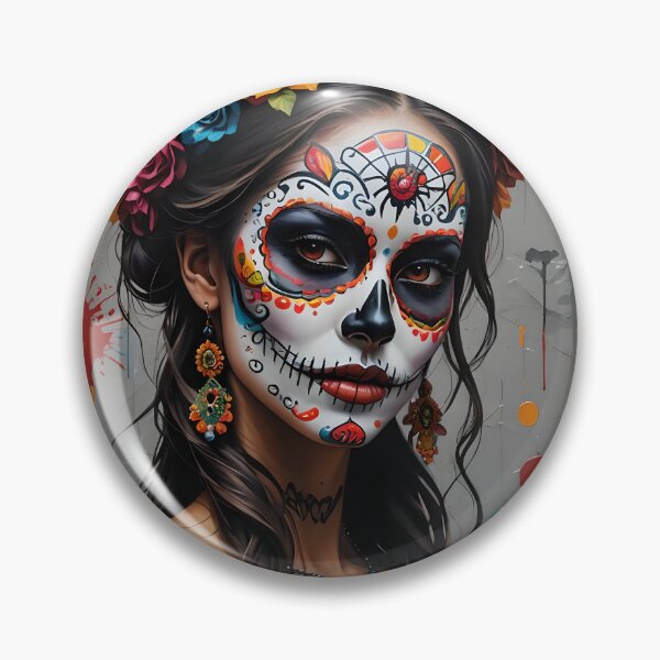Item preview, Woman in Dia De Los Muertos makeup and clothing designed and sold by PolincTees.