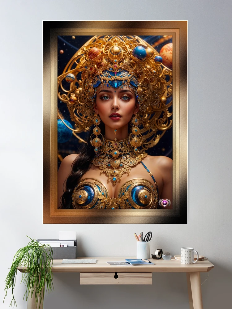 She The Bringer Of Worlds Stunning AI Concept Art Portrait by Xzendor7 Room Decor Poster Art Print