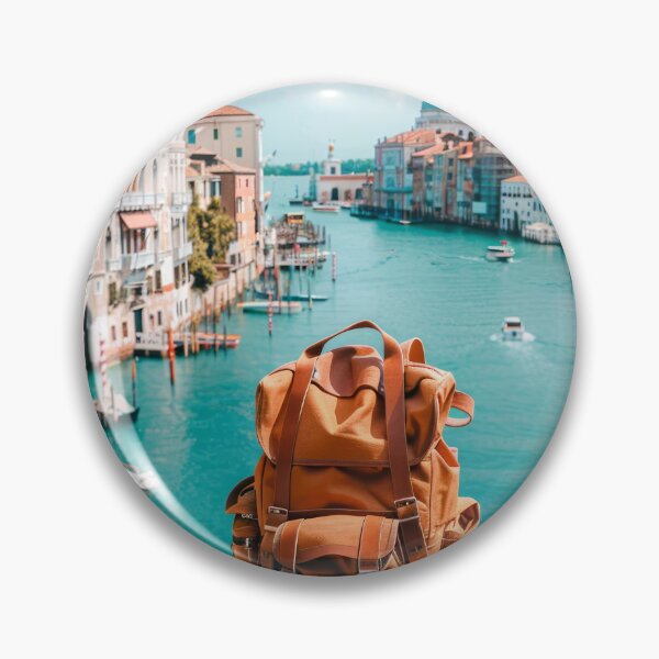 Item preview, Brown Backpack on Stone Bridge Over the River designed and sold by frequent-art.