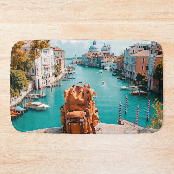 Item preview, Brown Backpack on Stone Bridge Over the River designed and sold by frequent-art.