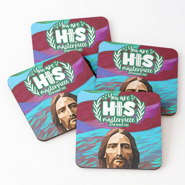 Item preview, Bible verses about strength - Ephesians 2:10 - Turquoise Maroon and Teal Abstract Mountain Art designed and sold by SpartanDStore.