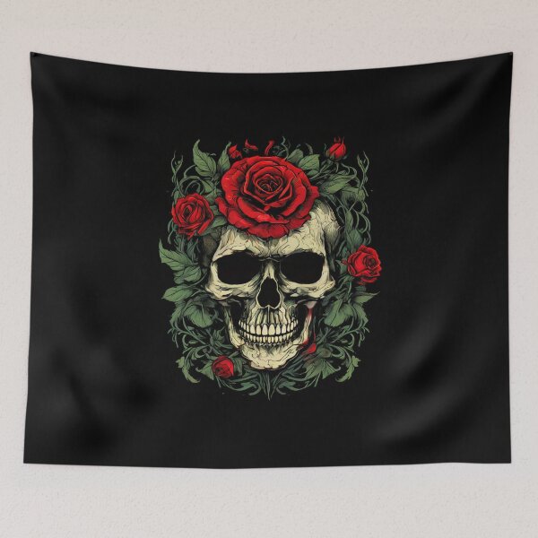 Item preview, Roses & Bones: Vintage Skull and Rose designed and sold by Colorful-Garden.