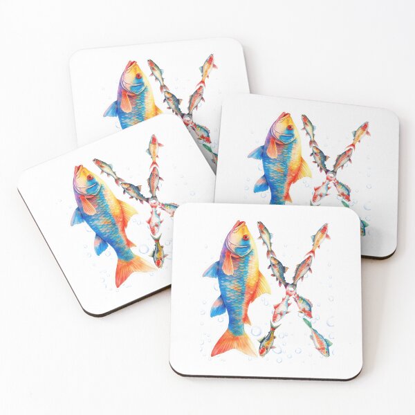 Item preview, Nine Roman number fishes, lucky colorful Carps water color designed and sold by RoseAIArtRhythm.