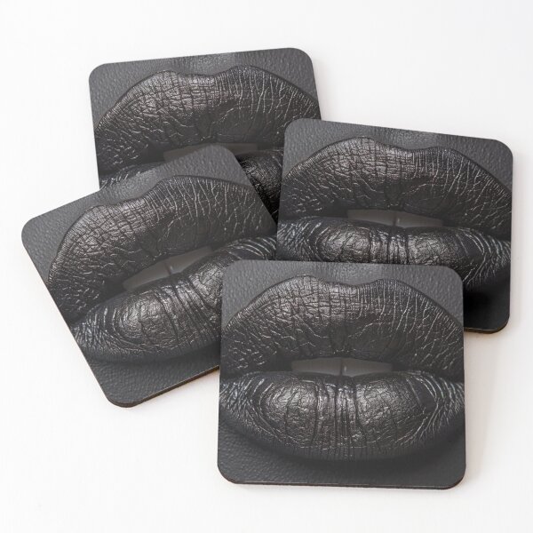Item preview,  Close up woman's lips with black lipstick. Make up art, beauty, cosmetics. Dark minimalistic theme. designed and sold by SoccerMomAlex.