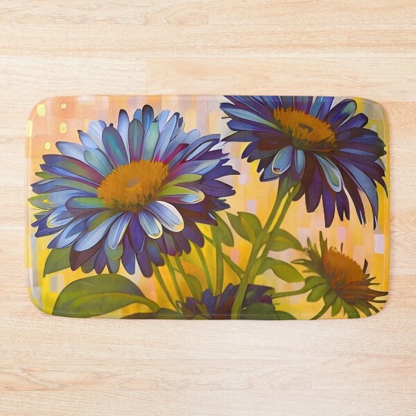 Item preview, Blue Daisies on Yellow  designed and sold by Dana Roper.