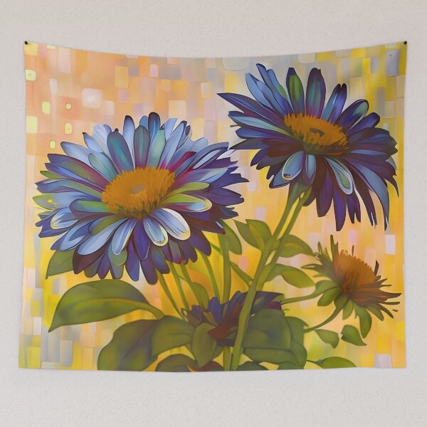 Item preview, Blue Daisies on Yellow  designed and sold by Dana Roper.