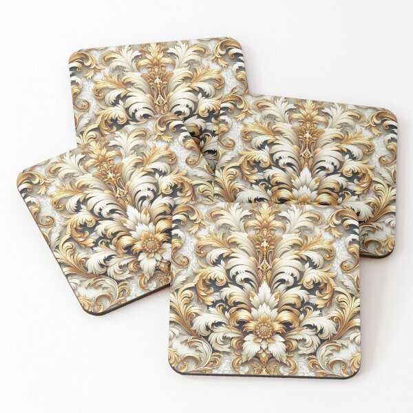 Item preview, White, Slate Blue & Gold Cream Baroque designed and sold by DesignsByPrnces.
