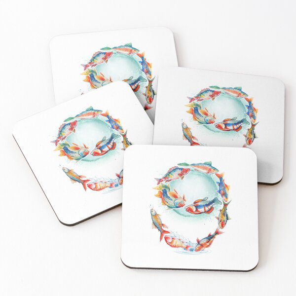 Item preview, Nine number fishes, lucky colorful Carps water color designed and sold by RoseAIArtRhythm.