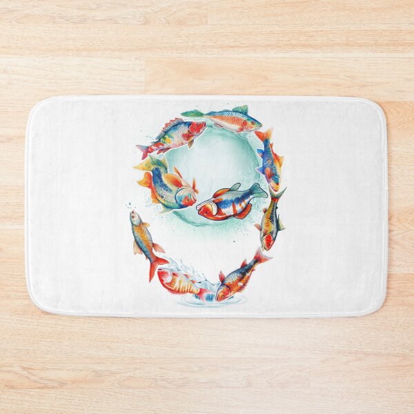 Item preview, Nine number fishes, lucky colorful Carps water color designed and sold by RoseAIArtRhythm.