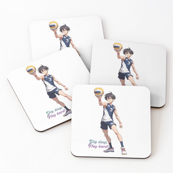 Item preview, Anime volleyball boy standing with the ball in hand designed and sold by PrintPlanetGo.