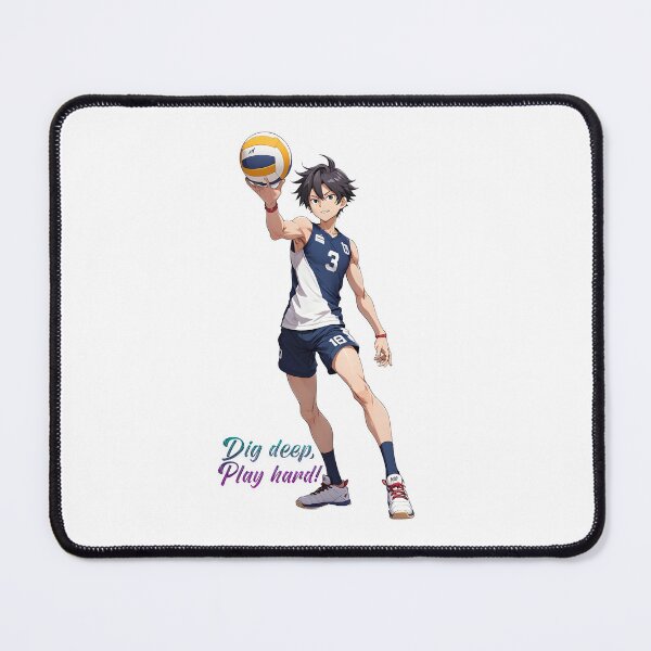Item preview, Anime volleyball boy standing with the ball in hand designed and sold by PrintPlanetGo.