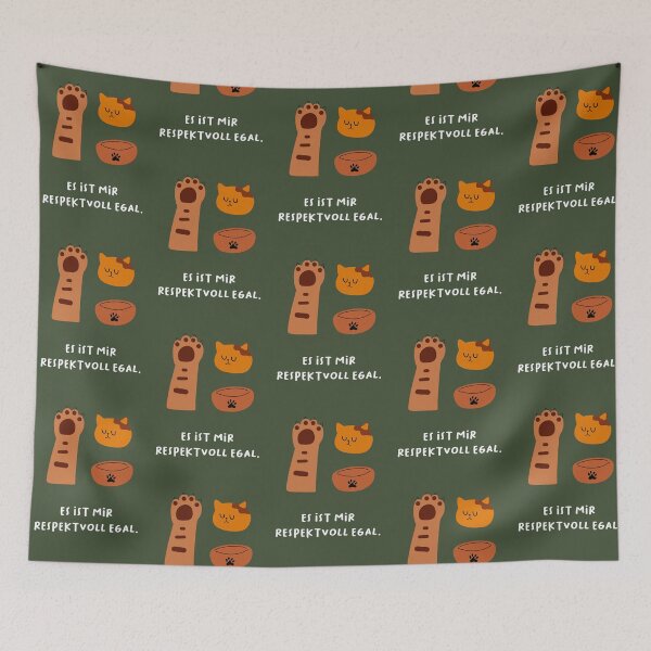 Item preview, Ich kümmere mich respektvoll nicht. | Cozy Cat Nap: Orange Cat Illustration | Green Background designed and sold by RM-Journey.