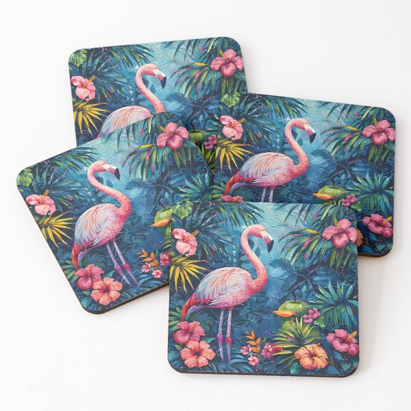 Item preview, Estampado de flores de flamenco de técnica mixta tropical designed and sold by dcrc.
