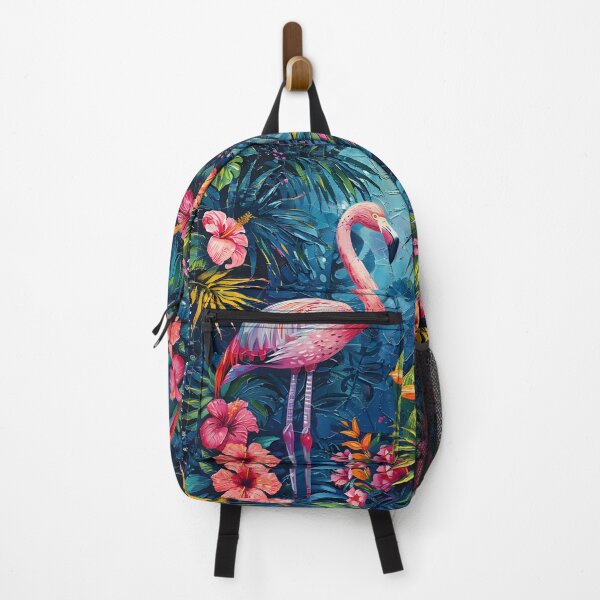 Item preview, Tropical mixed media flamingo flower print designed and sold by dcrc.