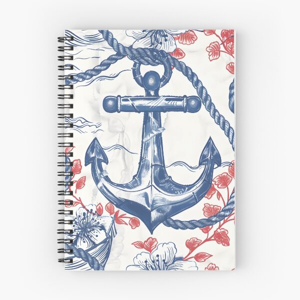 Item preview, Anchor and Rope with Waves Navy Marine Japanese with Sakura Flower designed and sold by Daniel  Vargas.