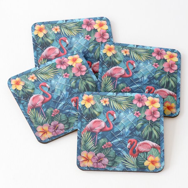Item preview, estampado de flores de flamenco de técnica mixta tropical designed and sold by dcrc.