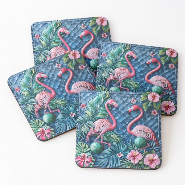 Item preview, estampado de flores de flamenco de técnica mixta tropical designed and sold by dcrc.