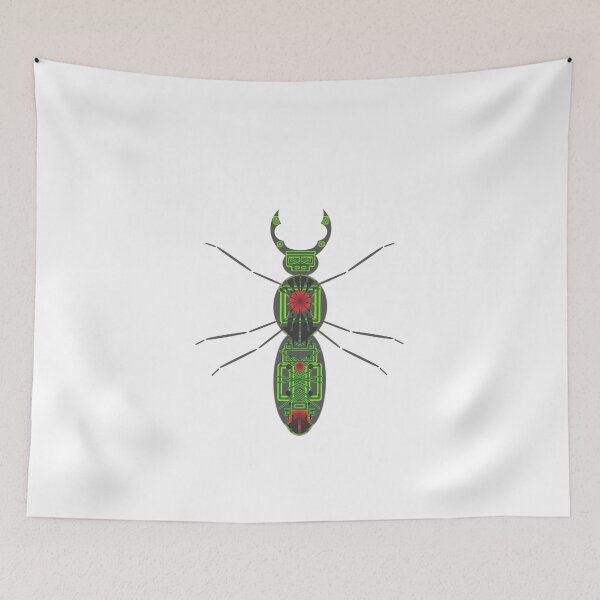 Item preview, Insect with mandible version 2 - green orange grey glowing digital design designed and sold by M-Lorentsson.