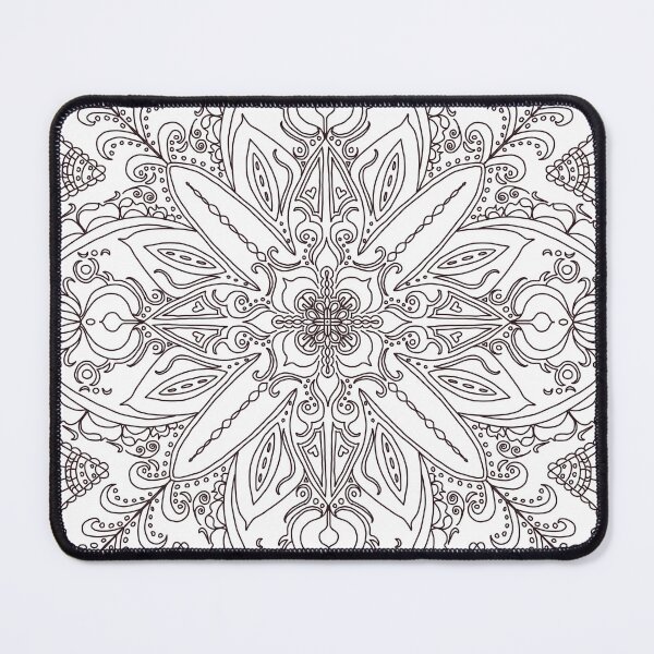Item preview, Intricate Black Floral Mandala Pattern designed and sold by digitalfae.