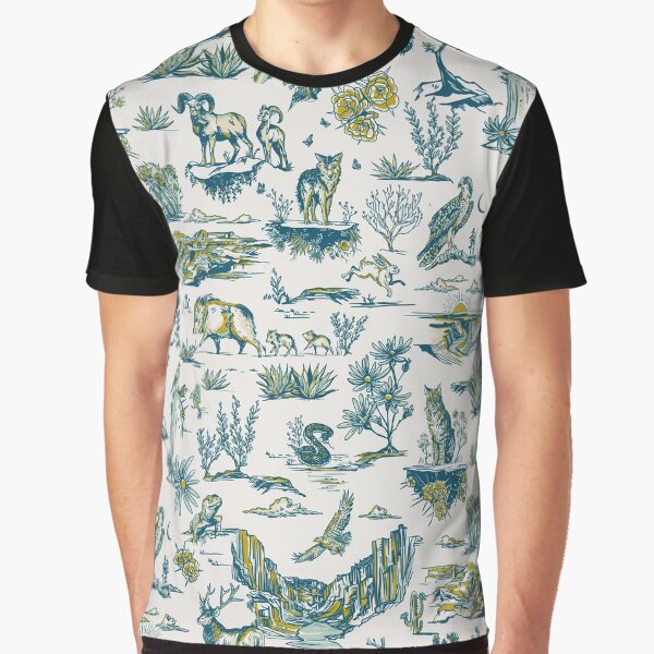 Vista previa del artículo con la obra «Parque Nacional del Gran Cañón, Arizona. Patrón de paisaje y animales.», diseñado y vendido por The Whiskey Ginger Design Shop.