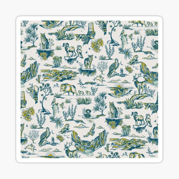 Vista previa del artículo con la obra «Parque Nacional del Gran Cañón, Arizona. Patrón de paisaje y animales.», diseñado y vendido por The Whiskey Ginger Design Shop.