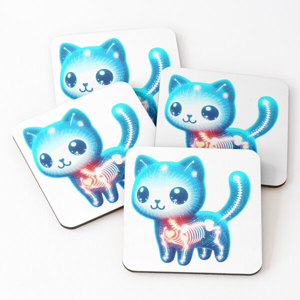 Item preview, Cute blue kawaii kitten in x-ray illustration designed and sold by AD-Digital-Art.
