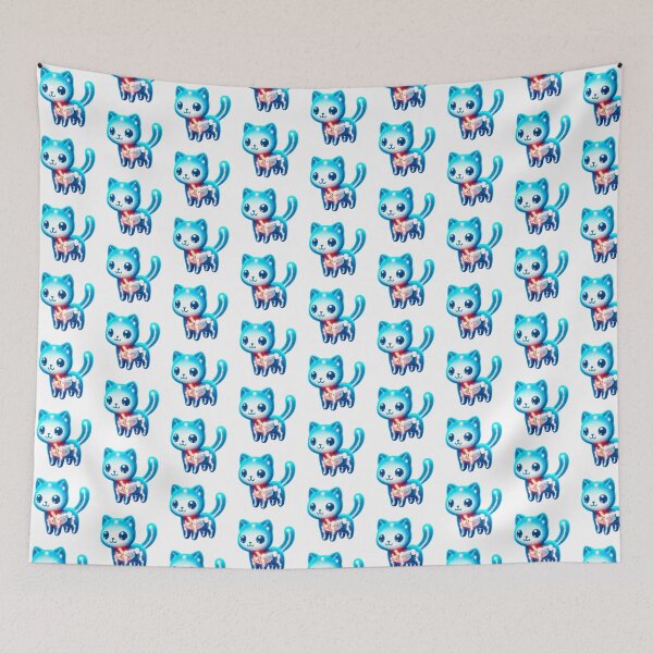 Item preview, Cute blue kawaii kitten in x-ray illustration designed and sold by AD-Digital-Art.