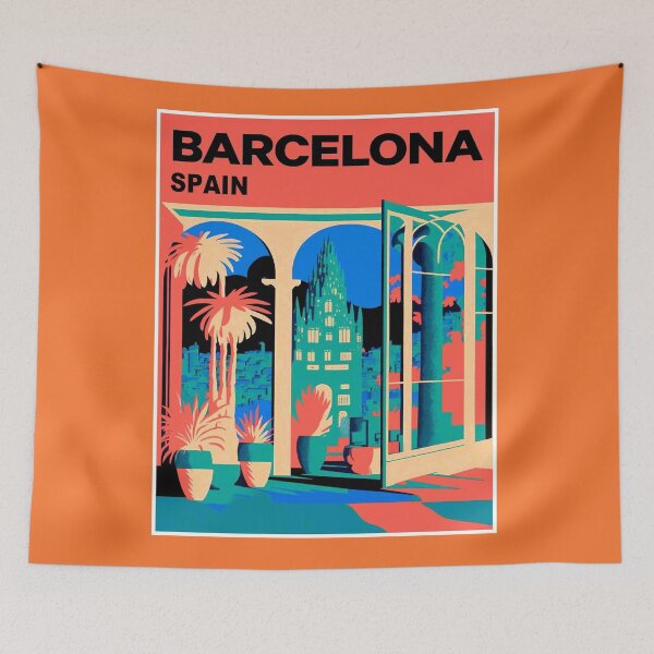 Item preview, Barcelona Spain Gaudi Church Abstract Travel and Tourism Advertising Print designed and sold by posterbobs.
