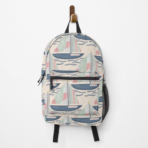 Item preview, Painterly Boat sailing in the ocean on a light beige background designed and sold by JasmineGDesigns.