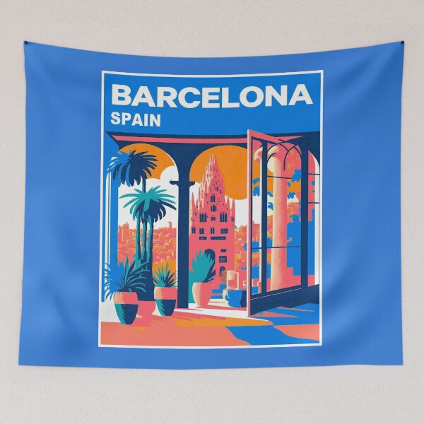 Item preview, Barcelona Spain Gaudi Church Abstract Colorful Travel and Tourism Advertising Print designed and sold by posterbobs.