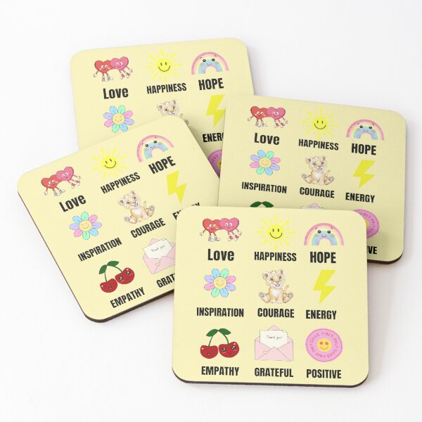 Item preview, Colorful Pictures With Inscriptions Love Happiness Hope Inspiration Courage Energy Empathy Grateful Positive designed and sold by M R Design.