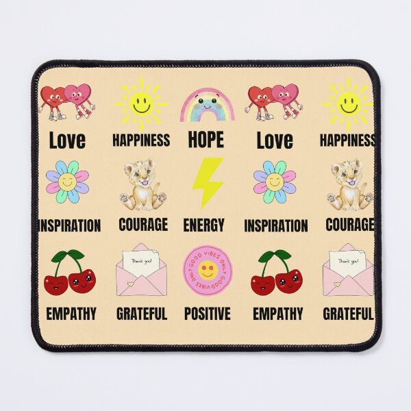 Item preview, Colorful Pictures With Inscriptions Love Happiness Hope Inspiration Courage Energy Empathy Grateful Positive designed and sold by M R Design.