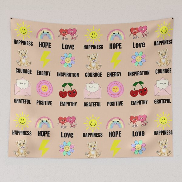 Item preview, Colorful Pictures With Inscriptions Love Happiness Hope Inspiration Courage Energy Empathy Grateful Positive designed and sold by M R Design.