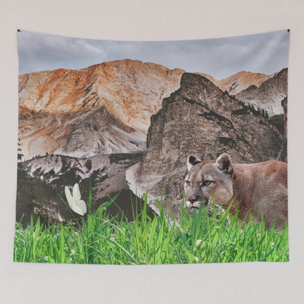 Item preview, Curious Mountain Lion in the Wild designed and sold by WhiteSoftPetals.