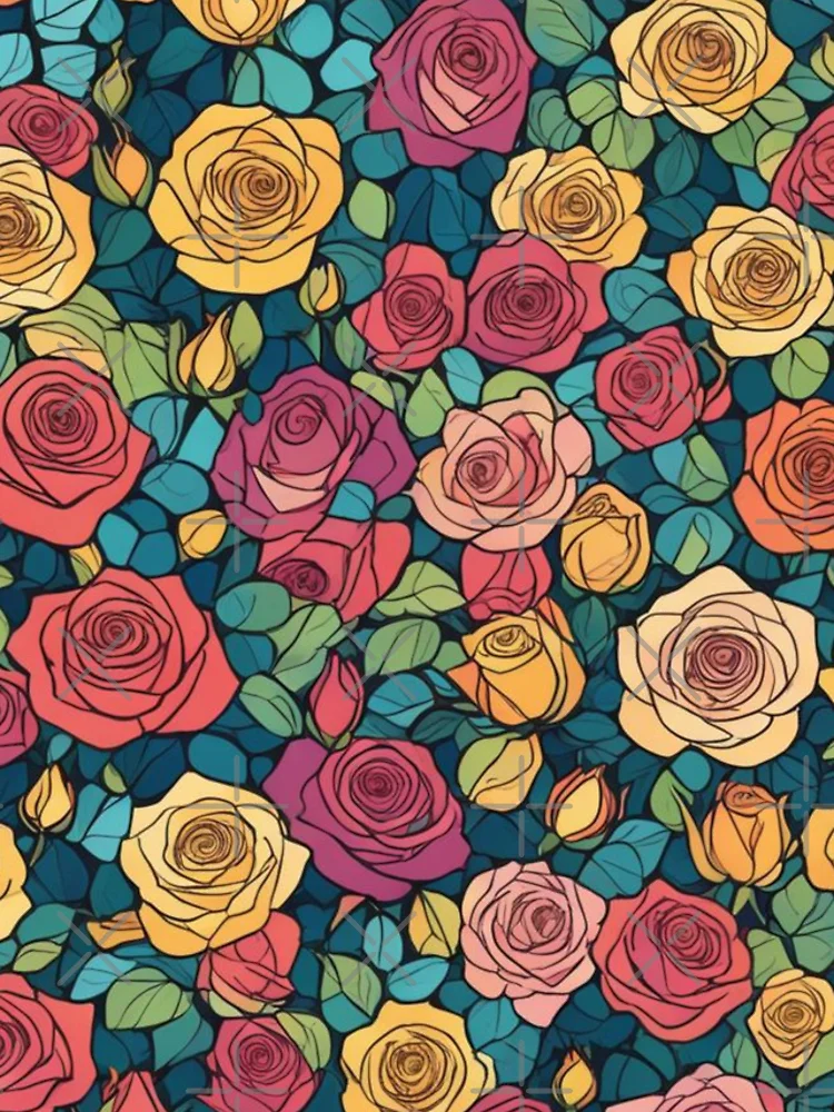 Thumbnail 4 of 4, Samsung Galaxy Phone Case, Abstract Colorful Roses Pattern designed and sold by calibrit.