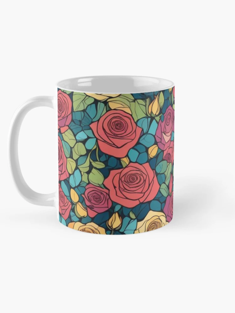Thumbnail 5 of 6, Coffee Mug, Abstract Colorful Roses Pattern designed and sold by calibrit.