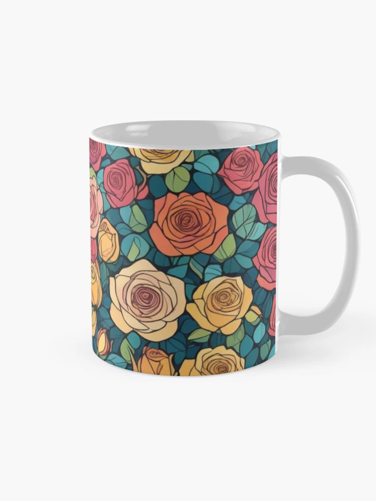 Thumbnail 3 of 6, Coffee Mug, Abstract Colorful Roses Pattern designed and sold by calibrit.