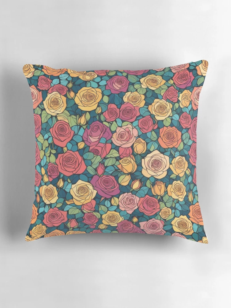 Thumbnail 3 of 4, Pillow, Abstract Colorful Roses Pattern designed and sold by calibrit.