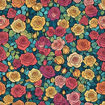 Artwork thumbnail, Abstract Colorful Roses Pattern by calibrit