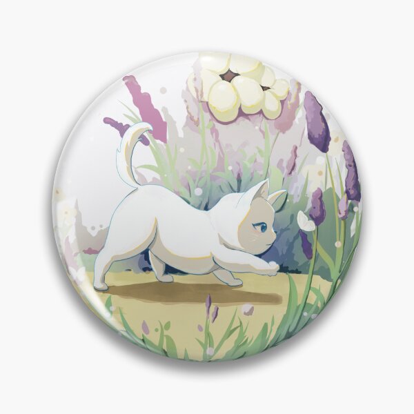 Item preview, White Cat with Purple Lavenders designed and sold by CelesSiArt.
