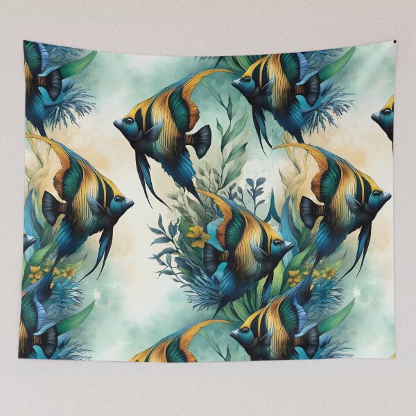 Item preview, Pattern with angelfish for aquarium lovers designed and sold by FinFriends.