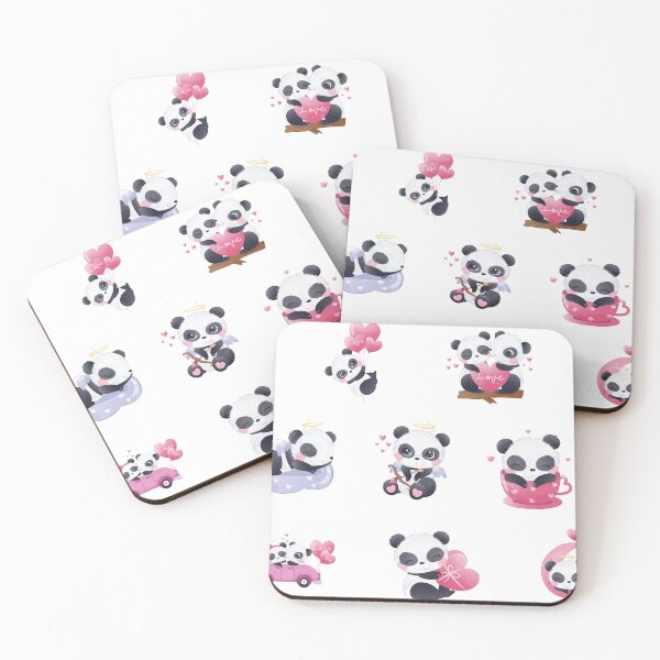 Item preview, cute panda love 8 pieces set designed and sold by EmeraldeaArt.