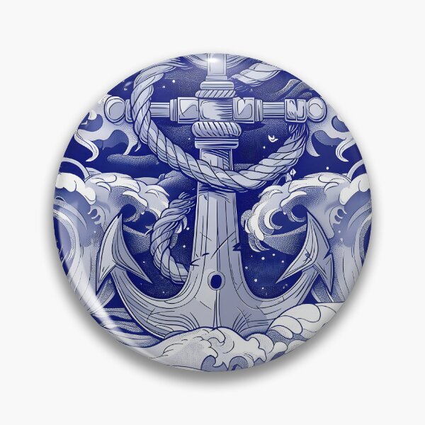 Item preview, Anchor and Rope with Waves Navy Marine Japanese designed and sold by Daniel  Vargas.