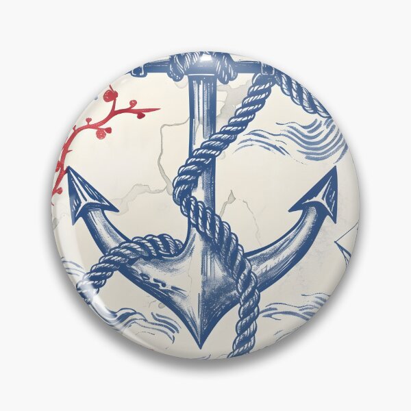 Item preview, Anchor and Rope with Waves Navy Marine Japanese with Sakura Flower designed and sold by Daniel  Vargas.