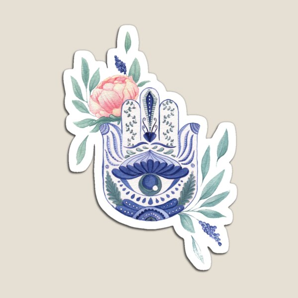 Watercolor Floral Hamsa Magnet