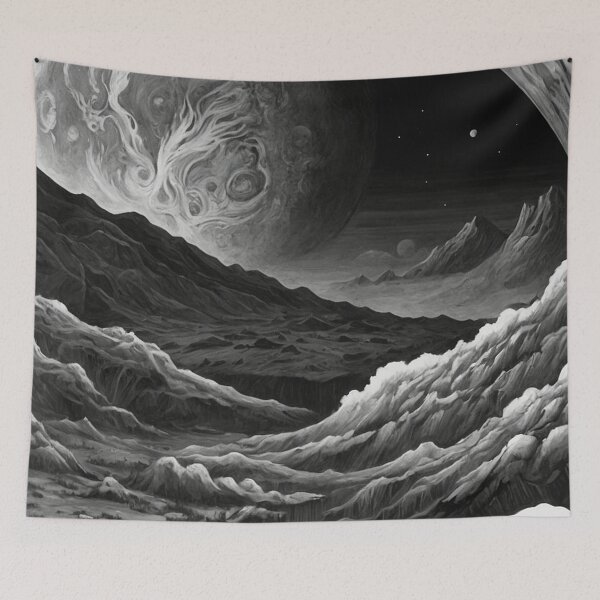 Item preview, Black and white drawing, creation of the world, cosmic silencesketch drawing designed and sold by arjad3n.