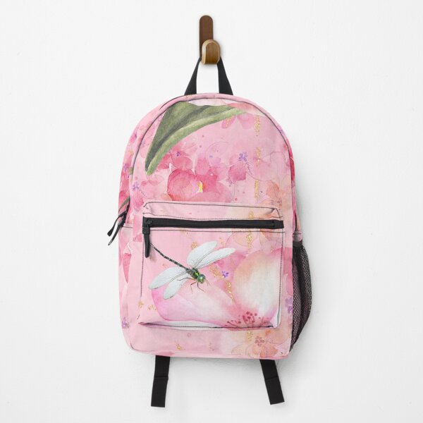Item preview, Pink Flower with a Green Dragonfly designed and sold by WhiteSoftPetals.